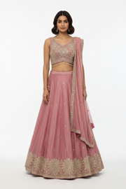 Dusty Rose Lehenga - Front Pose