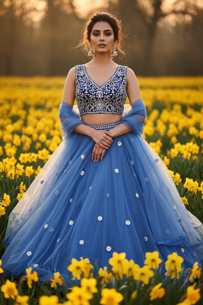 Blue Daffodil Dream Lehenga
