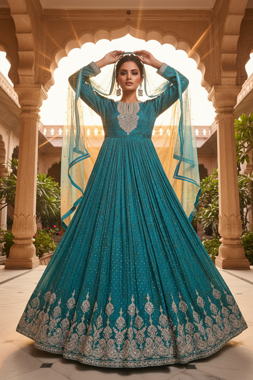 Front Pose – Teal Anarkali