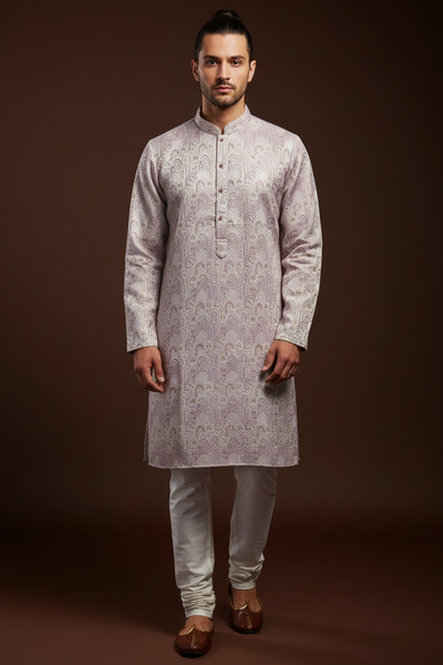 Lavender Embroidered Kurta Set