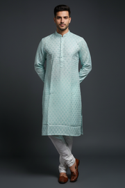 Front view – mint kurta with white pajama