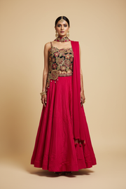 Full Length Front Pose - Magenta Lehenga