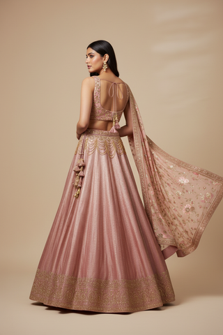 Dusty Rose Silk Lehenga