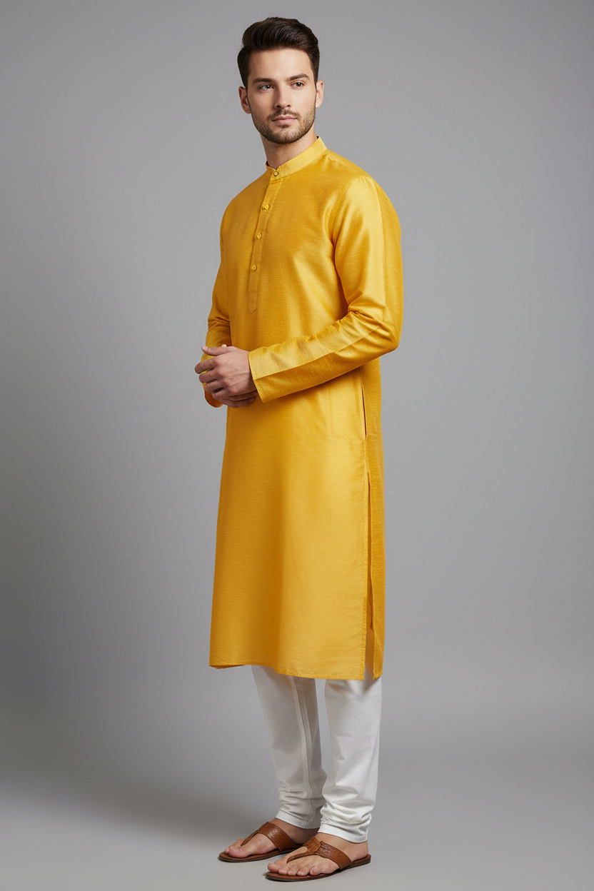 Golden Silk Kurta Set