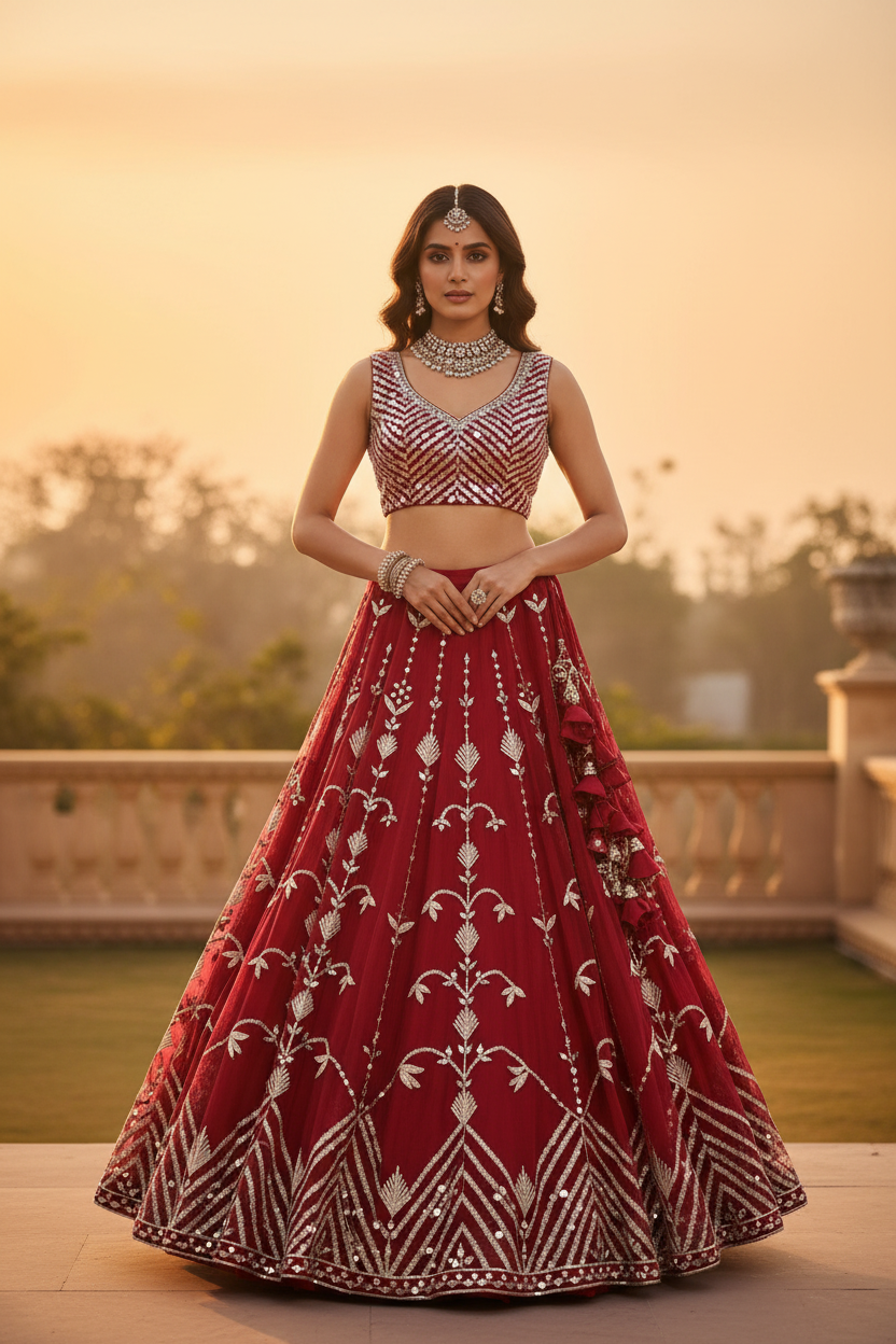 Crimson Lehenga Set