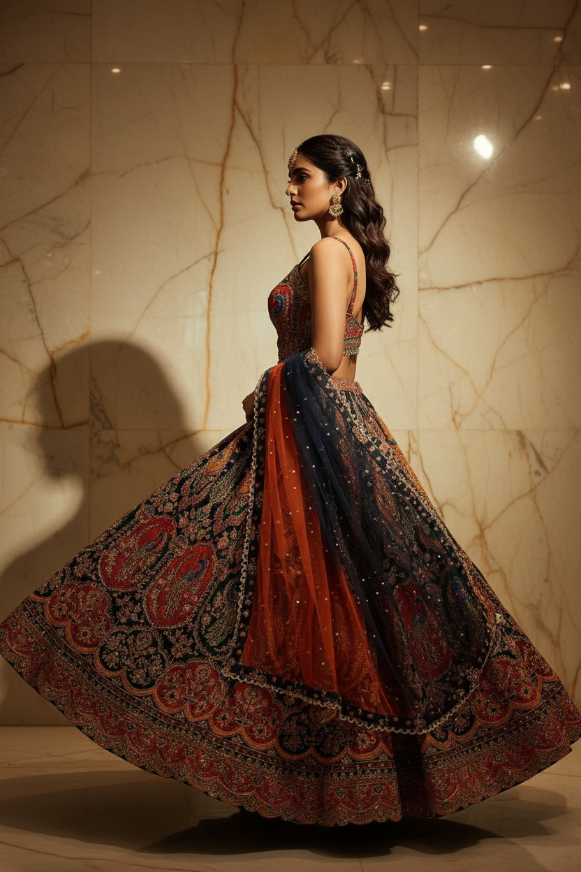 Teal Embroidered Bridal Lehenga (Copy)