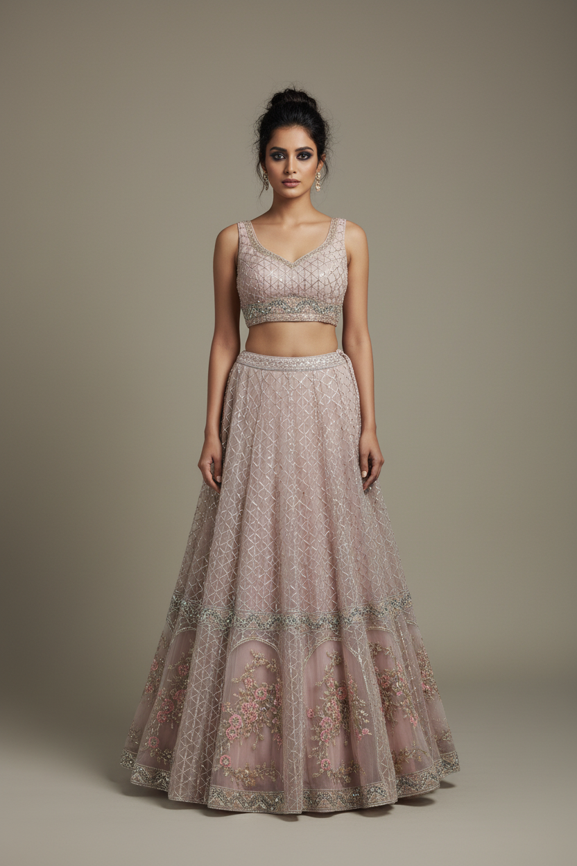 Blush Sequin Lehenga Set