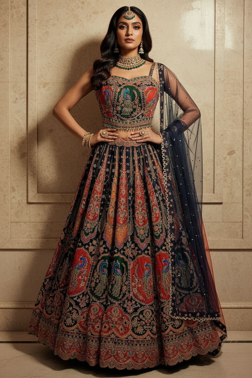 Teal Embroidered Bridal Lehenga (Copy)