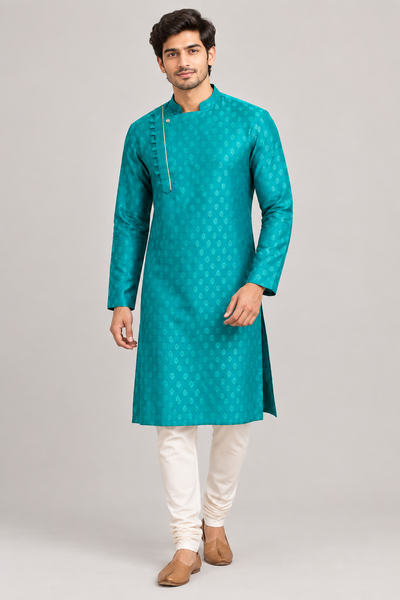 Teal Buti Pattern Kurta