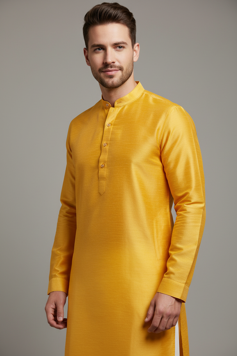 Golden Silk Kurta Set
