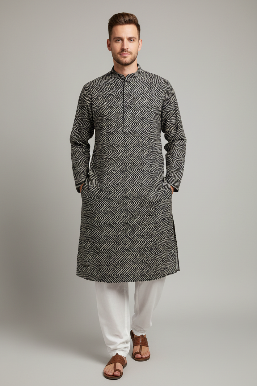 Chevron Print Kurta Set