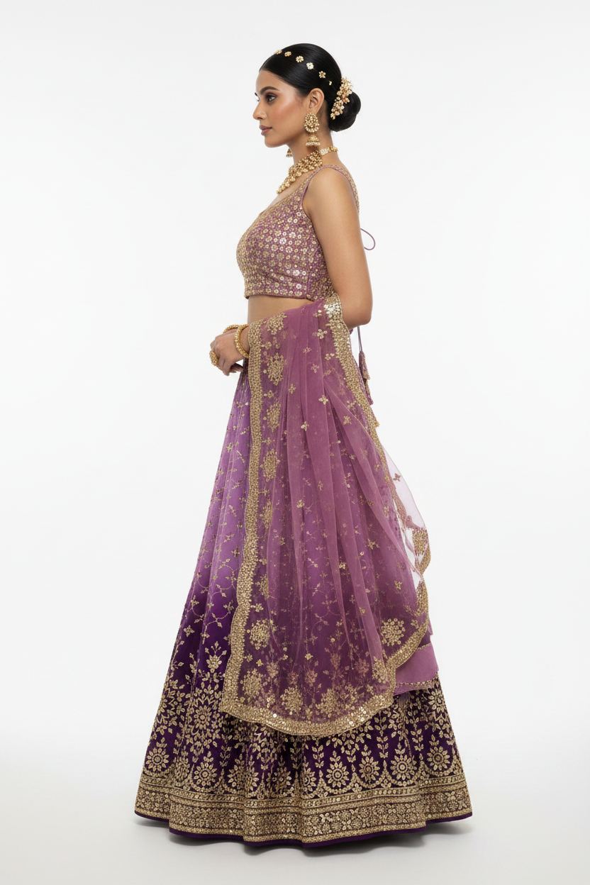 Ombre Purple Sequin Lehenga