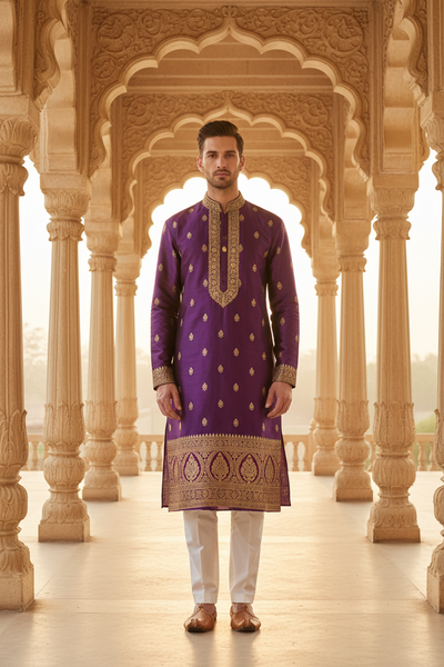 Royal Purple Banarasi Kurta