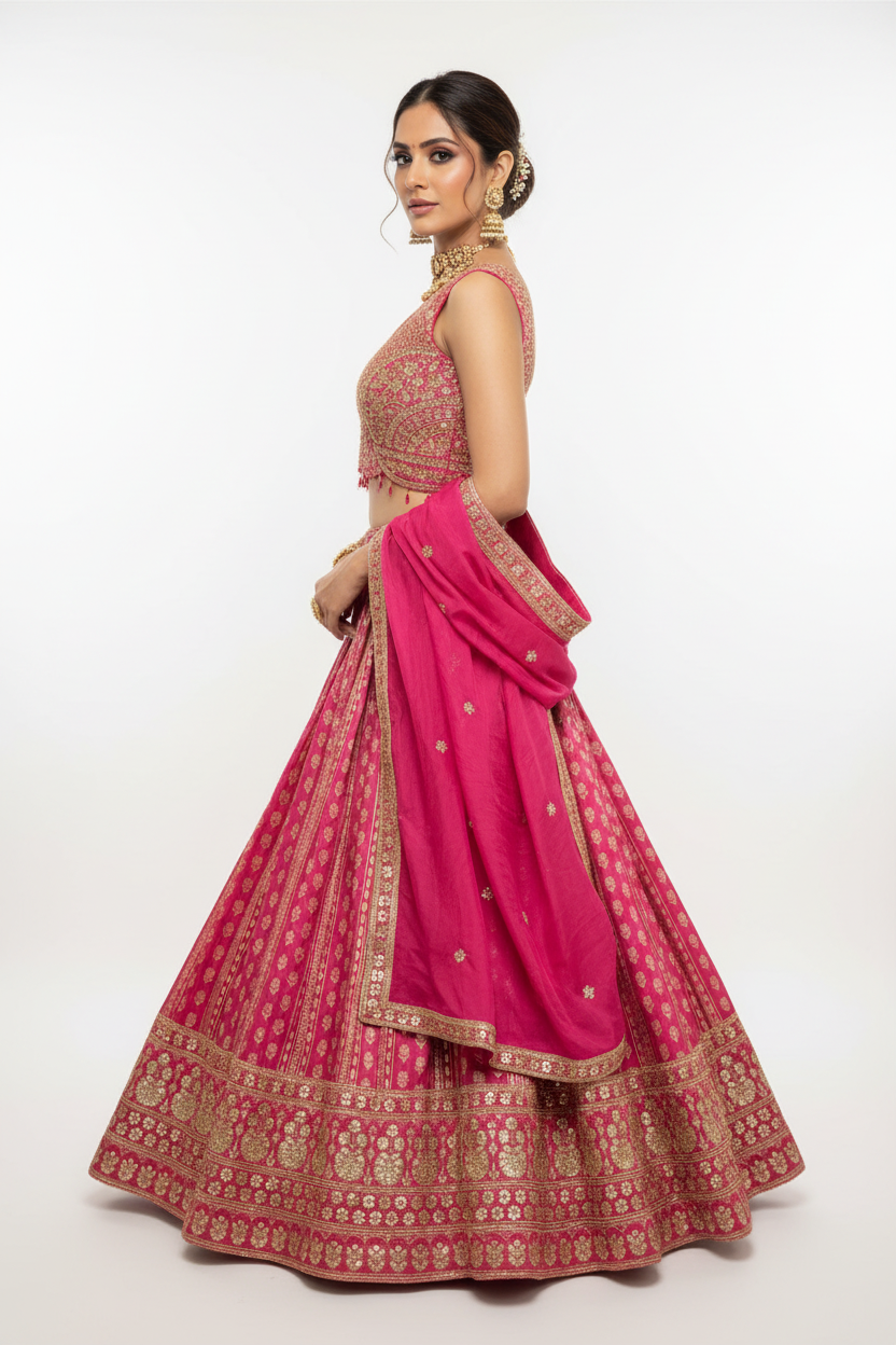 Hot Pink Benarasi Lehenga