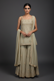 Sage Gold Sharara Set
