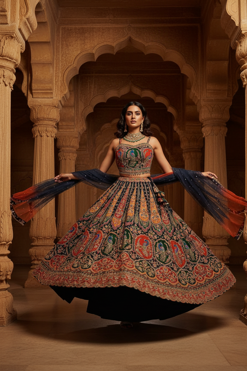 Teal Embroidered Bridal Lehenga (Copy)