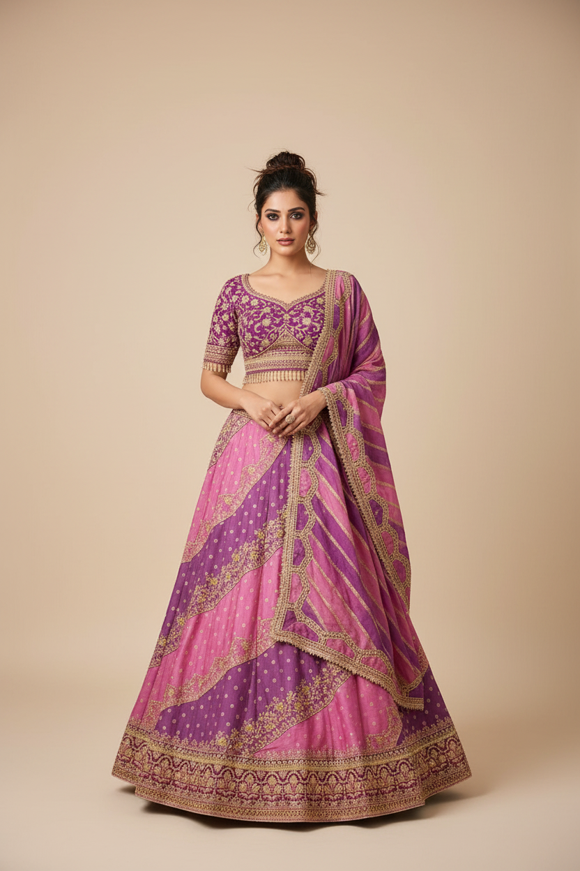 Pink Purple Lehenga Set