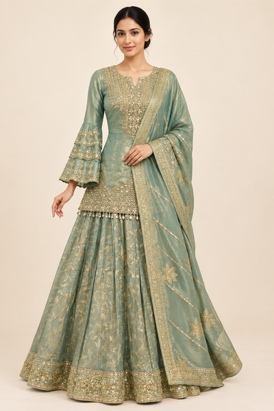 Sage Gold Embellished Lehenga