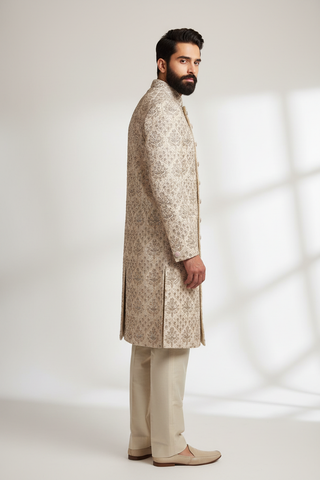 Ivory Embroidered Sherwani Set
