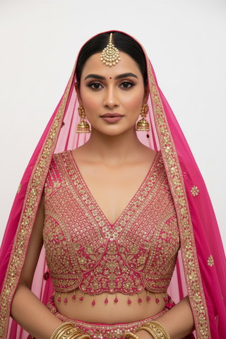 Hot Pink Benarasi Lehenga