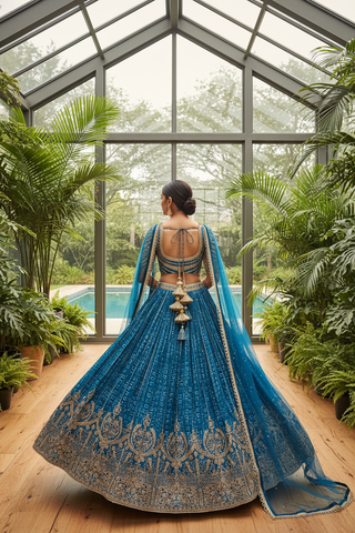 Arnika Royal Teal Sequin Lehenga