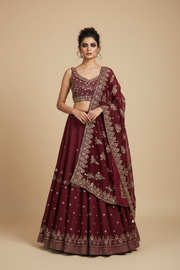 Maroon Gota work Lehenga
