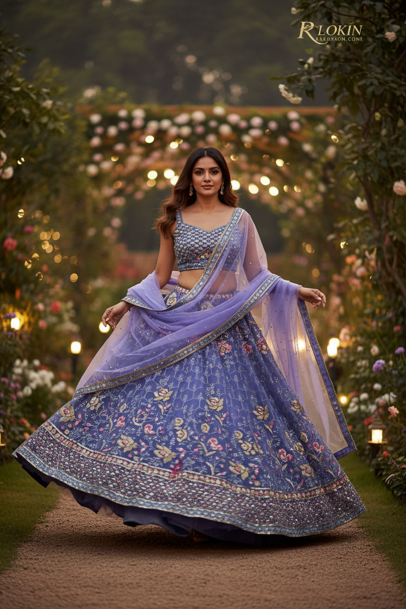 Blue Floral Lehenga