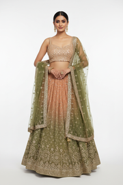 Ombre Green Sequin Lehenga