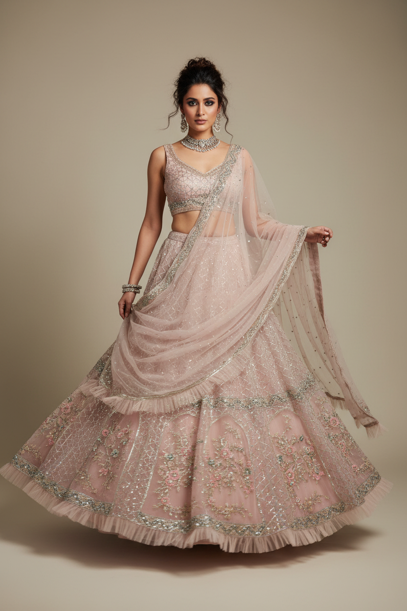 Blush Sequin Lehenga Set