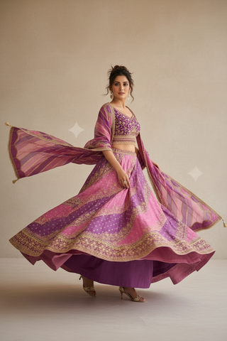 Pink Purple Lehenga Set