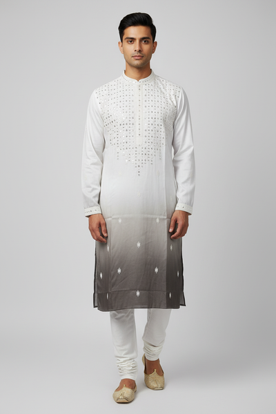 White Ombre Sequin Kurta