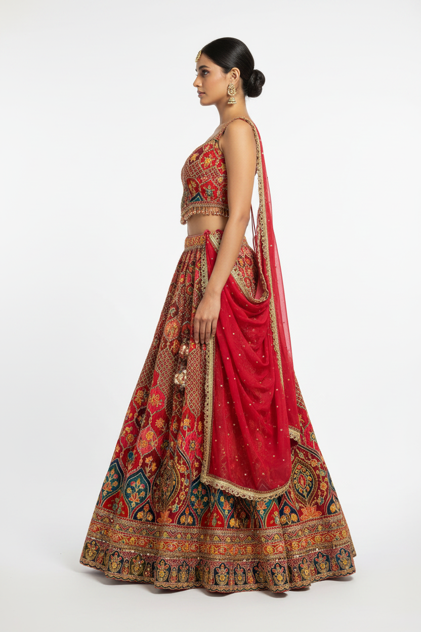 Crimson Zardozi Bridal Lehenga