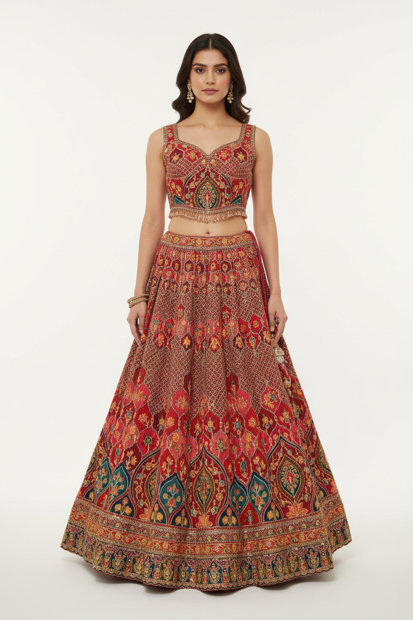 Crimson Zardozi Bridal Lehenga