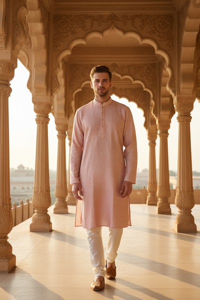 Blush Ombre Jacquard Kurta