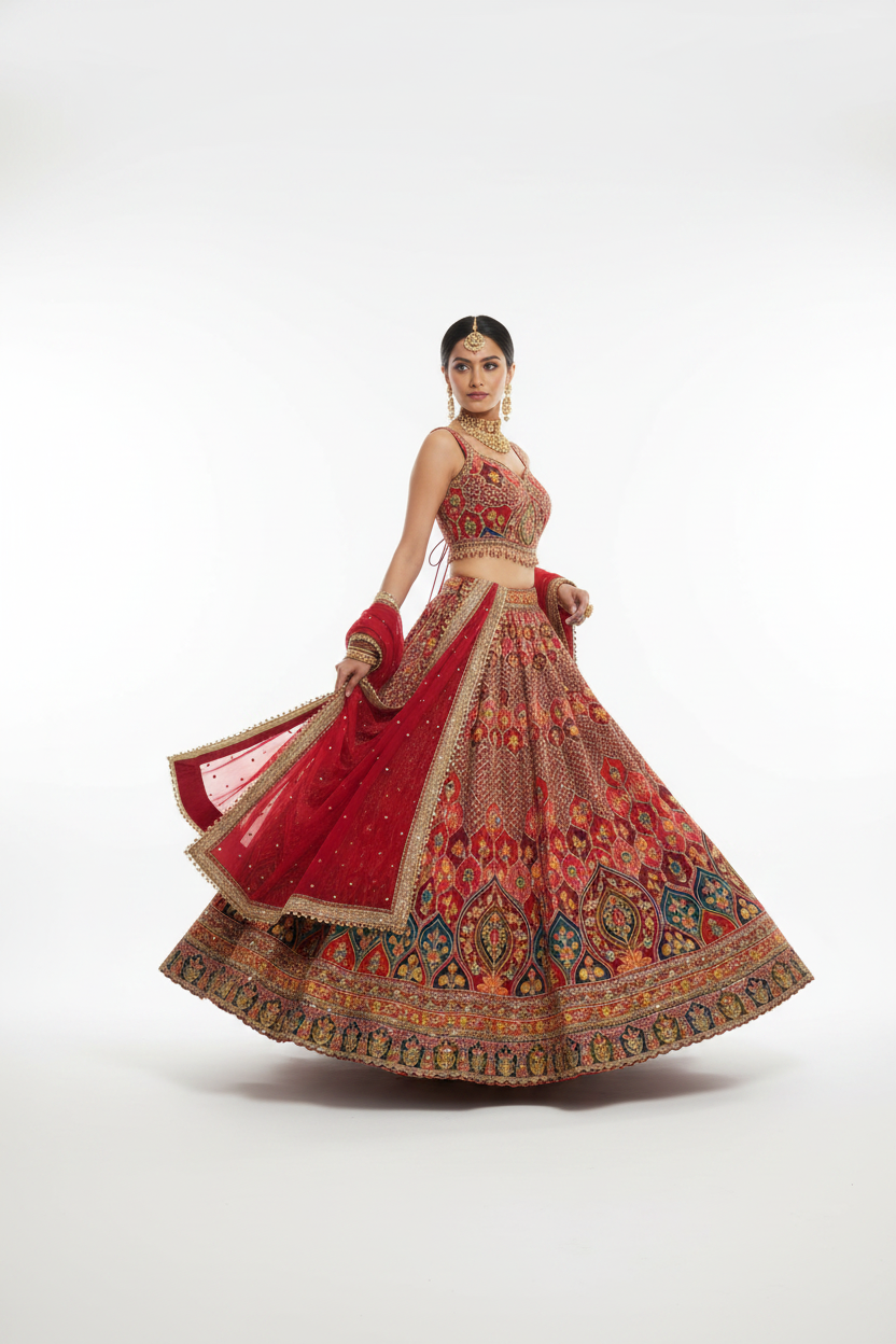 Crimson Zardozi Bridal Lehenga