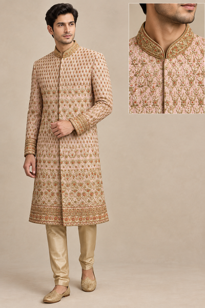 Blush Gold Floral Sherwani