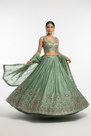 Sage Green Embroidered Lehenga