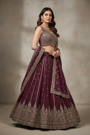 Wine Plum Bridal Lehenga
