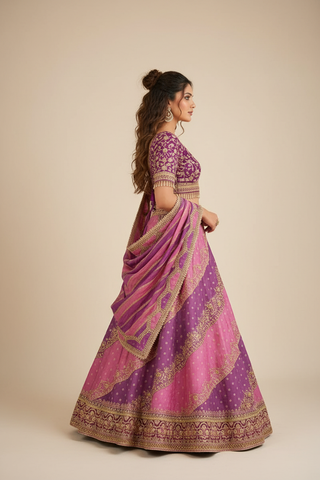 Pink Purple Lehenga Set