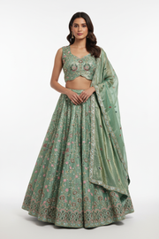 Sage Green Embroidered Lehenga