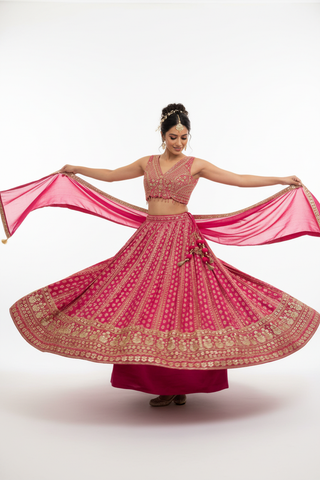 Hot Pink Benarasi Lehenga