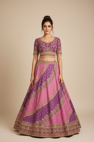 Pink Purple Lehenga Set
