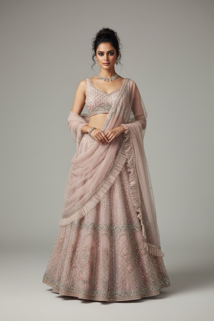 Blush Sequin Lehenga Set