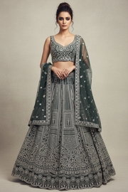 Emerald Lehenga with Silver Embroidery