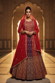 Crimson Royale Anarkali Set - Front Pose