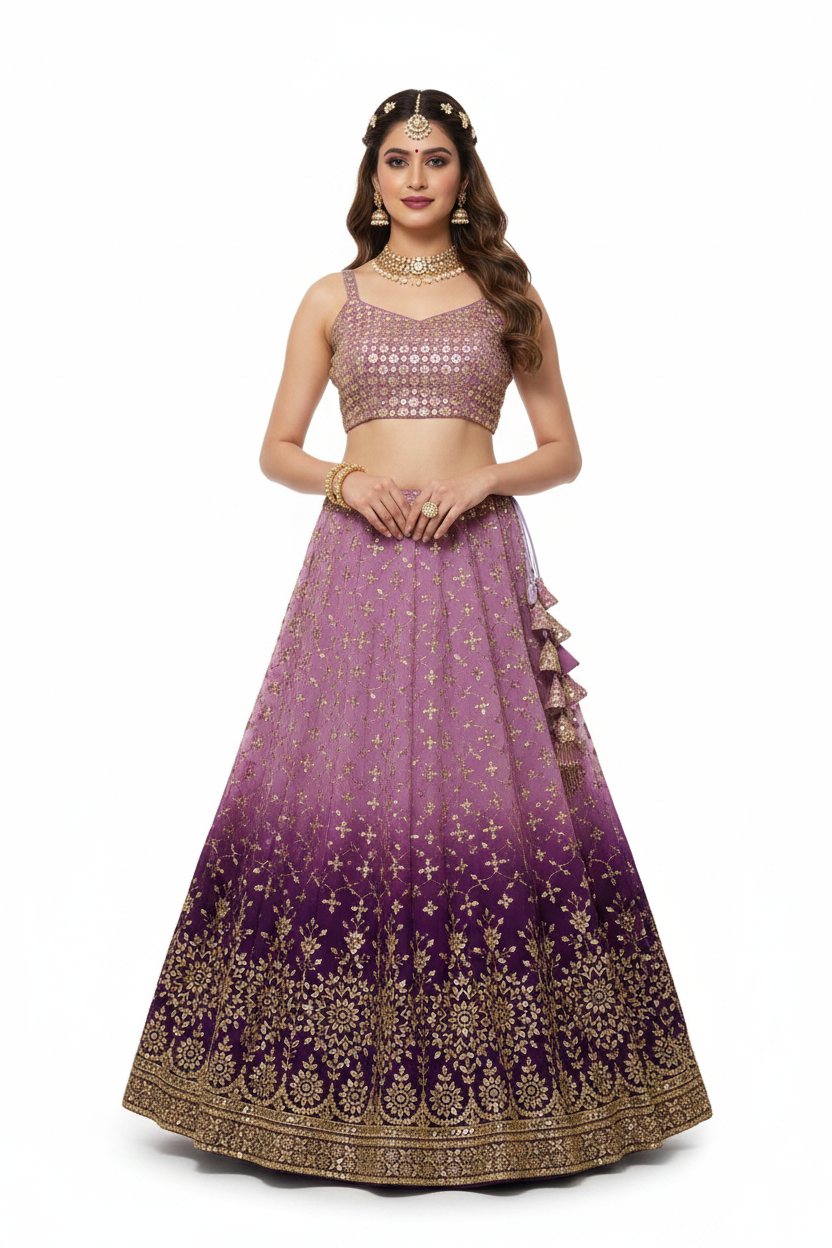 Ombre Purple Sequin Lehenga