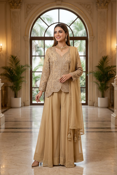 Champagne Gold Sharara Set