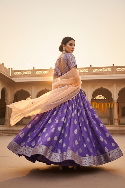 Purple Paisley Buti Lehenga Set
