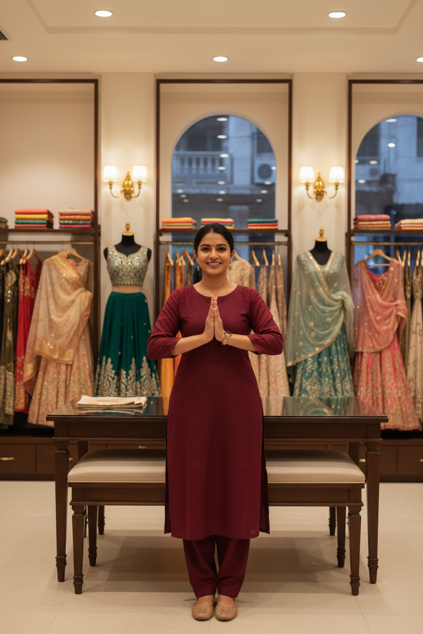 Indian Ethnic Boutique Saleswoman in Namaste