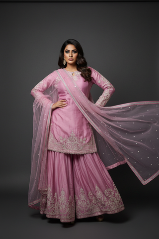 Model in pink outfit - dynamic pose